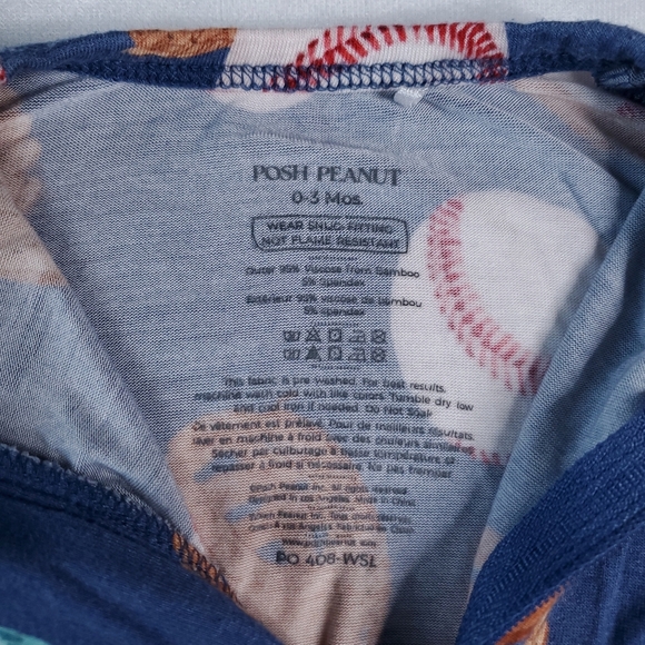 Posh Peanut Baseball Footed Sleeper Pajamas Footie Bamboo 0-3 Months - Picture 8 of 11